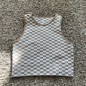 Medium Aura Tank top, Checkered with beige and white